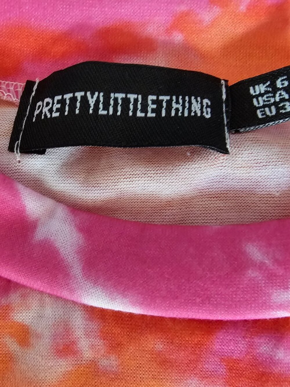 ✨Like New✨ PrettyLittleThing Orange Tie Dye T-Shirt Dress, Size 2 - Picture 3 of 6